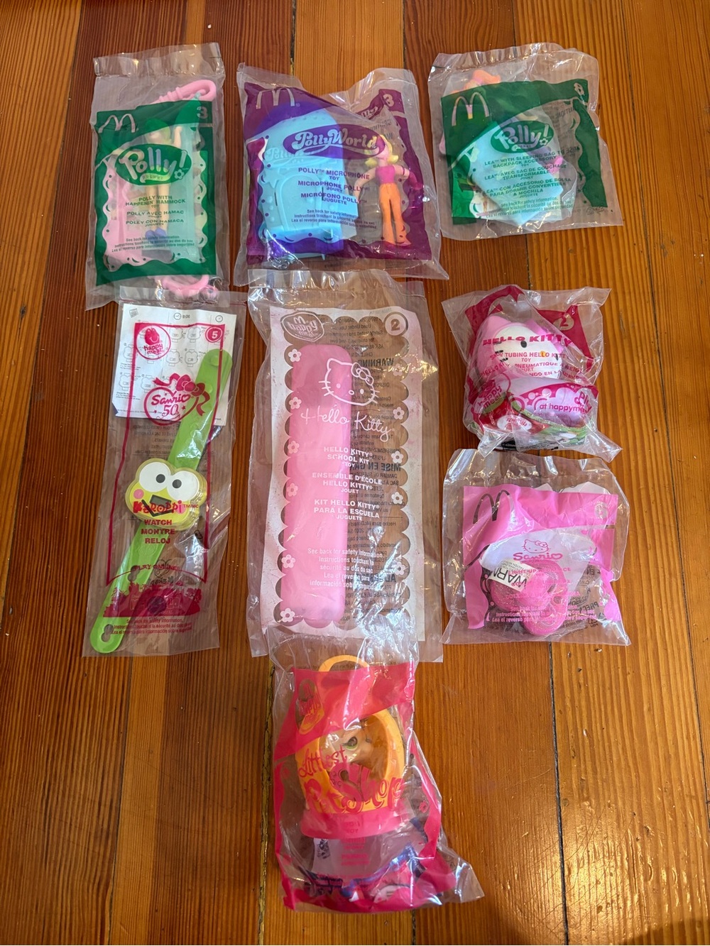 00s McDonald's Happy Meal Toys Polly Pocket Hello Kitty Lot of 7 sealed 1 open